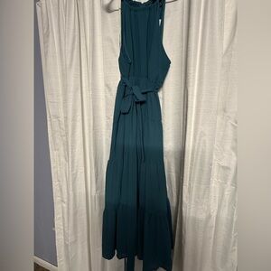 Elegant Teal Sleeveless Maxi Dress